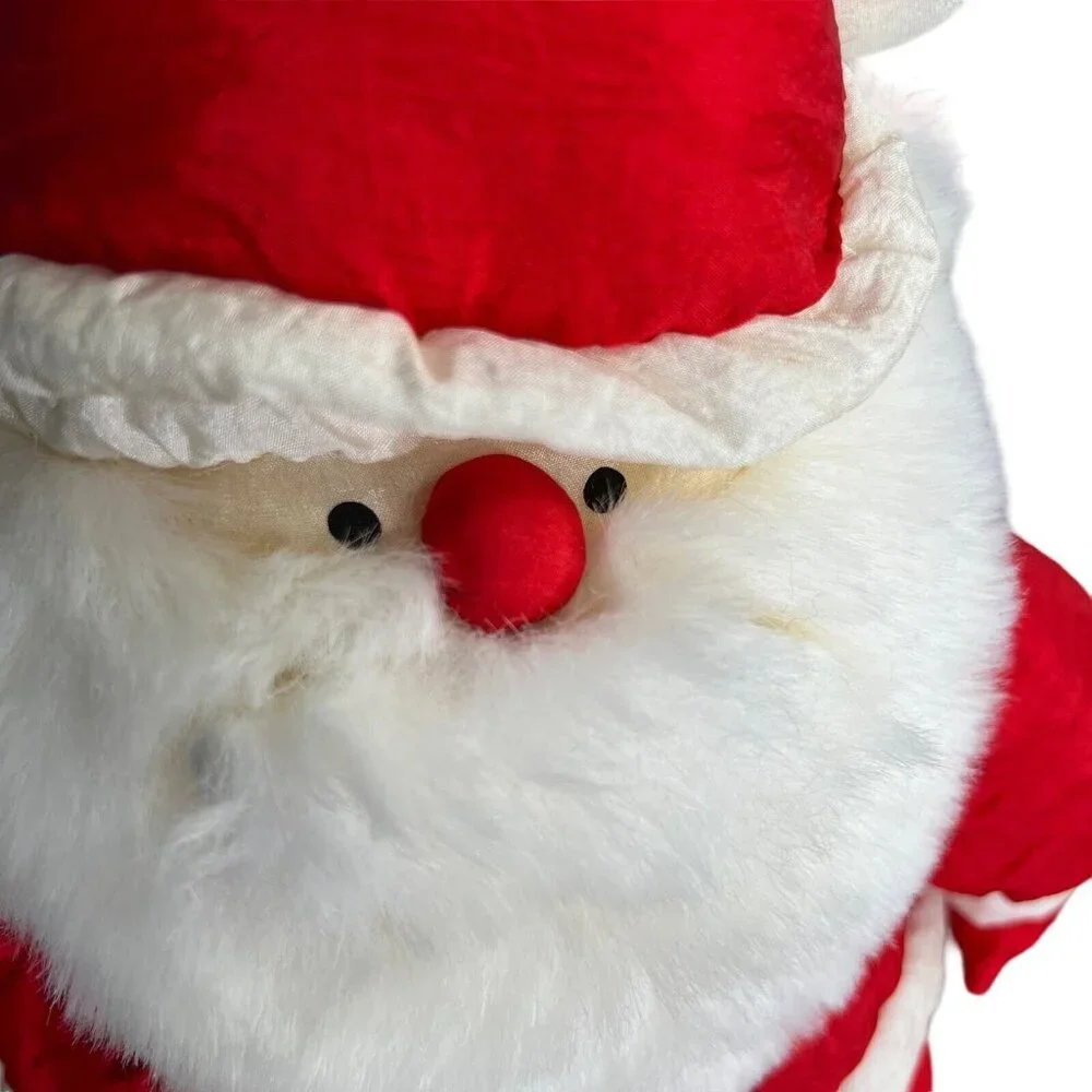 Vintage Santa Claus Red Nylon Plush Stuffed Toy Christmas J.S. International